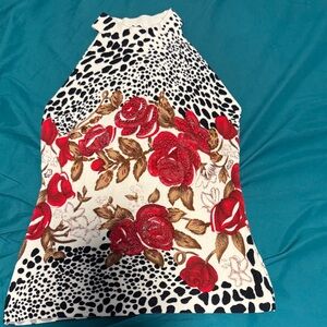 Floral Print Halter Tank Top